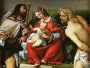 Lorenzo Lotto Madonna mit Hl. Rochus und Hl. Sebastian France oil painting artist